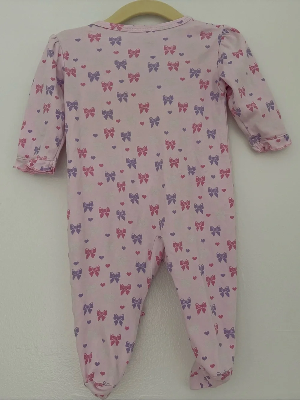 Kissy Kissy Light Pink Bow Ruffle Footed One-Piece